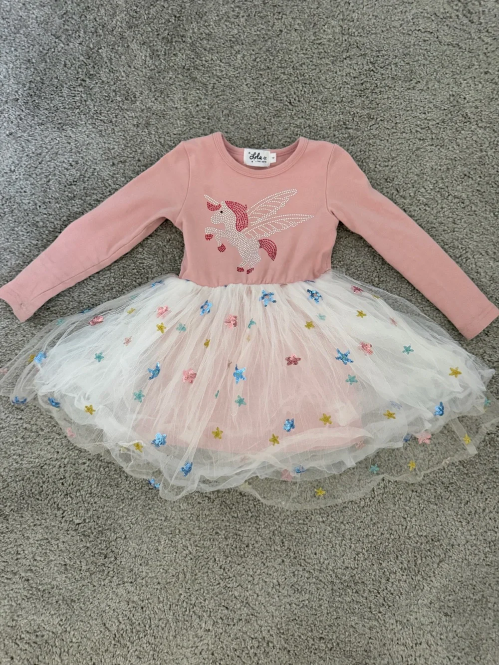 Lola + The Boys Pink and White Unicorn Tulle Dress